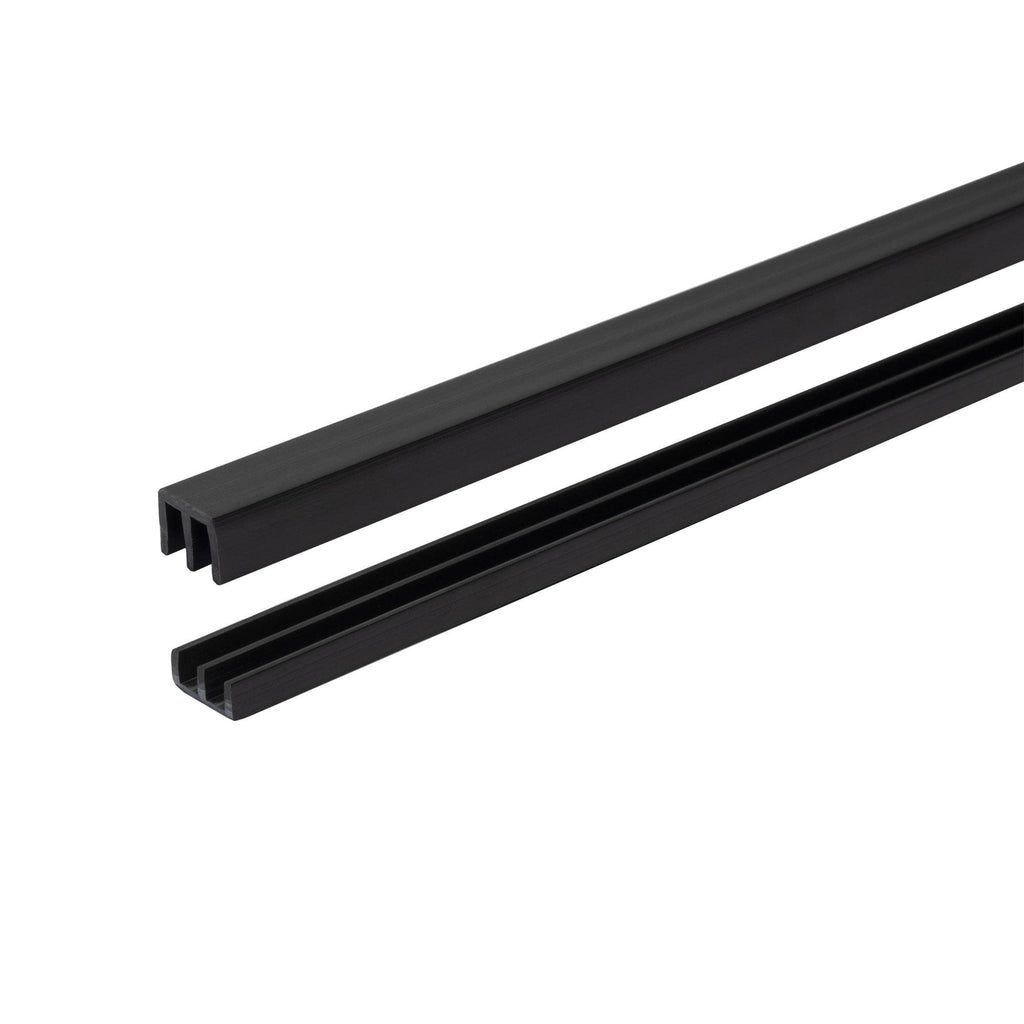 4 Ft. Long Black Plastic Sliding Door Track Set for 1/8" Thick Panels (Pack of 1) by Outwater Plastics