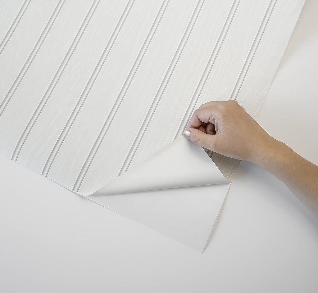 کاغذ دیواری NextWall Pearl Gray Faux Beadboard قابل چسباندن و جدا شدن