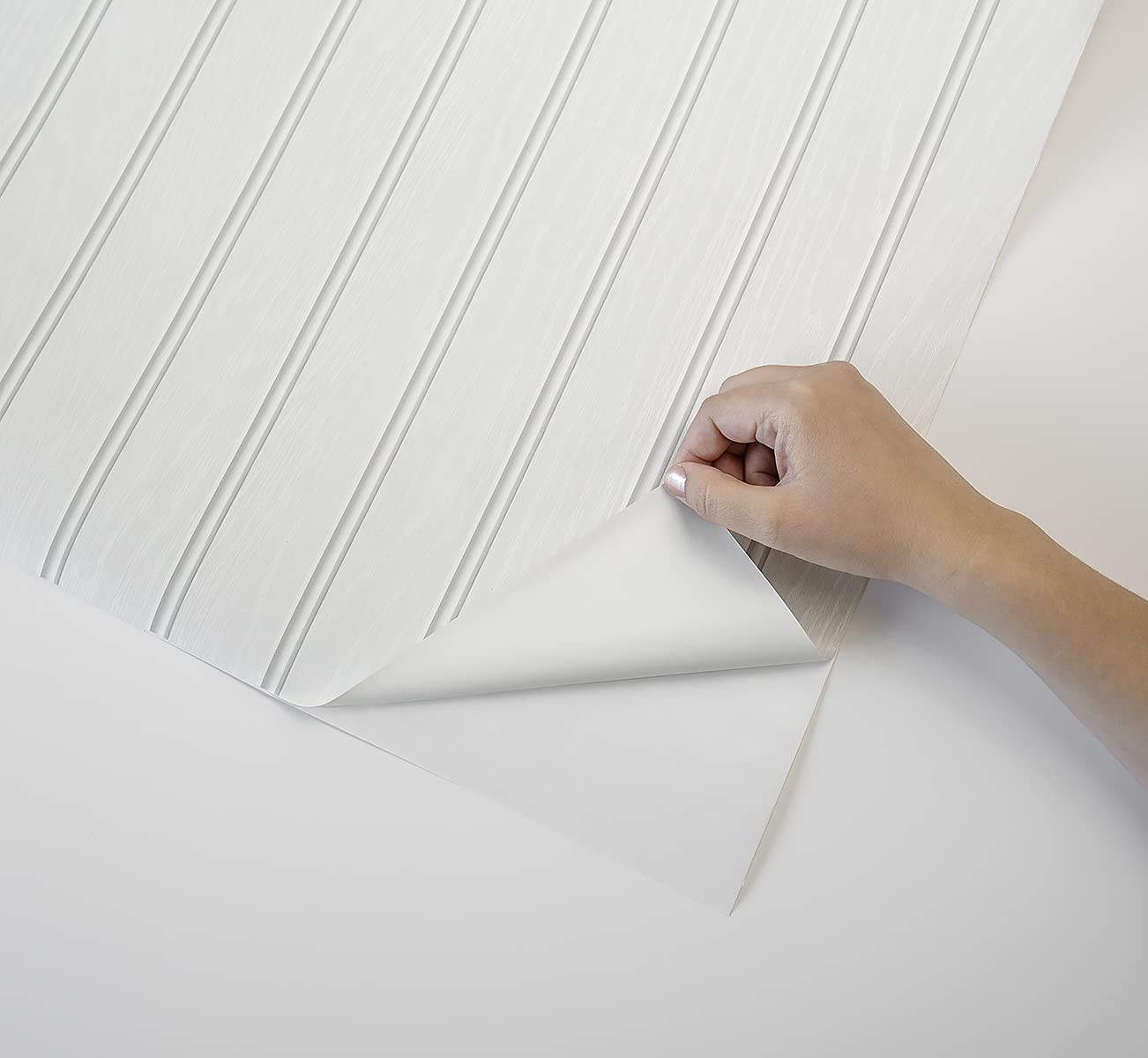 کاغذ دیواری NextWall Pearl Gray Faux Beadboard قابل چسباندن و جدا شدن