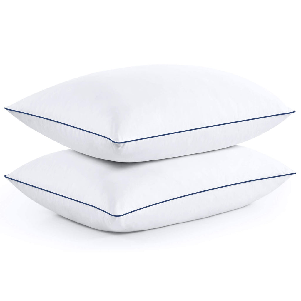 puredown® Goose Feathers and Down White Pillows with 100% Cotton Cover, Bed Sleeping Hotel Collection Pillows Set of 2, Standard Size