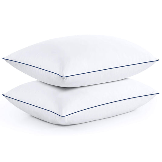 puredown® Goose Feathers and Down White Pillows with 100% Cotton Cover, Bed Sleeping Hotel Collection Pillows Set of 2, Standard Size