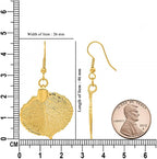 24K Gold-Plated Dipped Aspen Leaf Dangle Earrings (L- 1.82 Inch, W- 1.03 Inch)