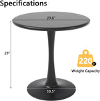 24 Inch Black Small Tulip Table, Round Dining Table for 2 Person with Pedestal for Kitchen, Circle Bistro Table, Mid Century Modern Cafe Tables for Small Spaces in Living Room, Office, Coffee,Pub, Bar