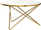 HLR Round Coffee Table with White Faux Marble Top