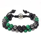 Triple Protection Bracelet - for Protect & Balance - Energy Crystal Handmade Bracelets for Men - Bring Good Luck & Prosperity, Tiger Eye Black Onyx and Lava Rock Jewelry Natural Stone Healing Bracelet