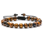 M MOOHAM Natural Stone Bracelets for Men - 8mm Tiger Eye, Matte Agate, Lava Rock - Teen Boys Gifts for Birthday, Anniversary, Christmas