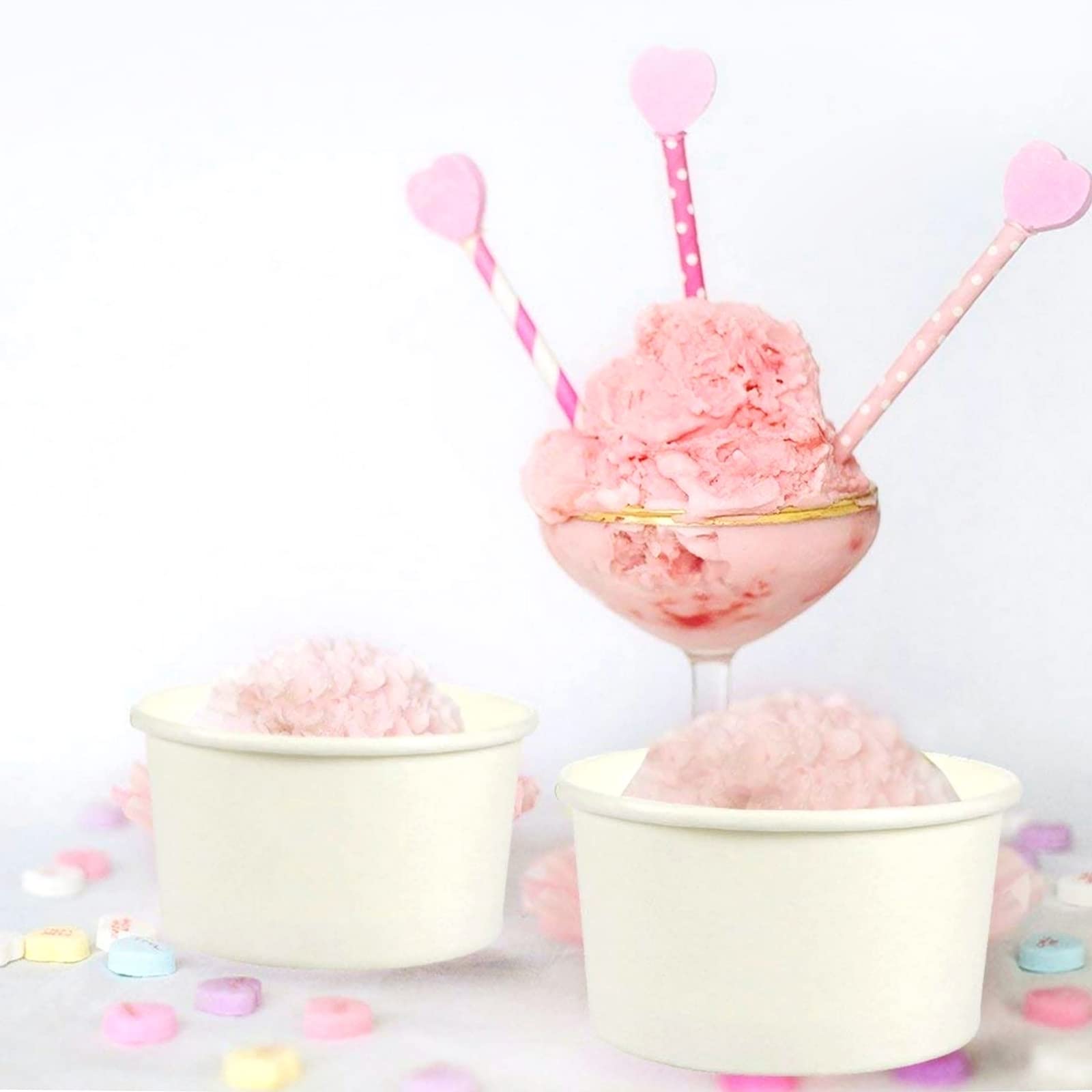 Juvale 100er-Pack Einweg-Papier-Eisbecher, 5oz Dessertschalen für Sundae-Bar, gefrorener Joghurt (Weiß)