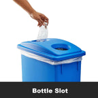 3-Stream (69 Gallon) Slim Rectangular Recycle Station with Lid (Drop Shot, Bottle), Mixed Recycling Station Kit, Commercial Trash Cans, Garbage Cans with Lid