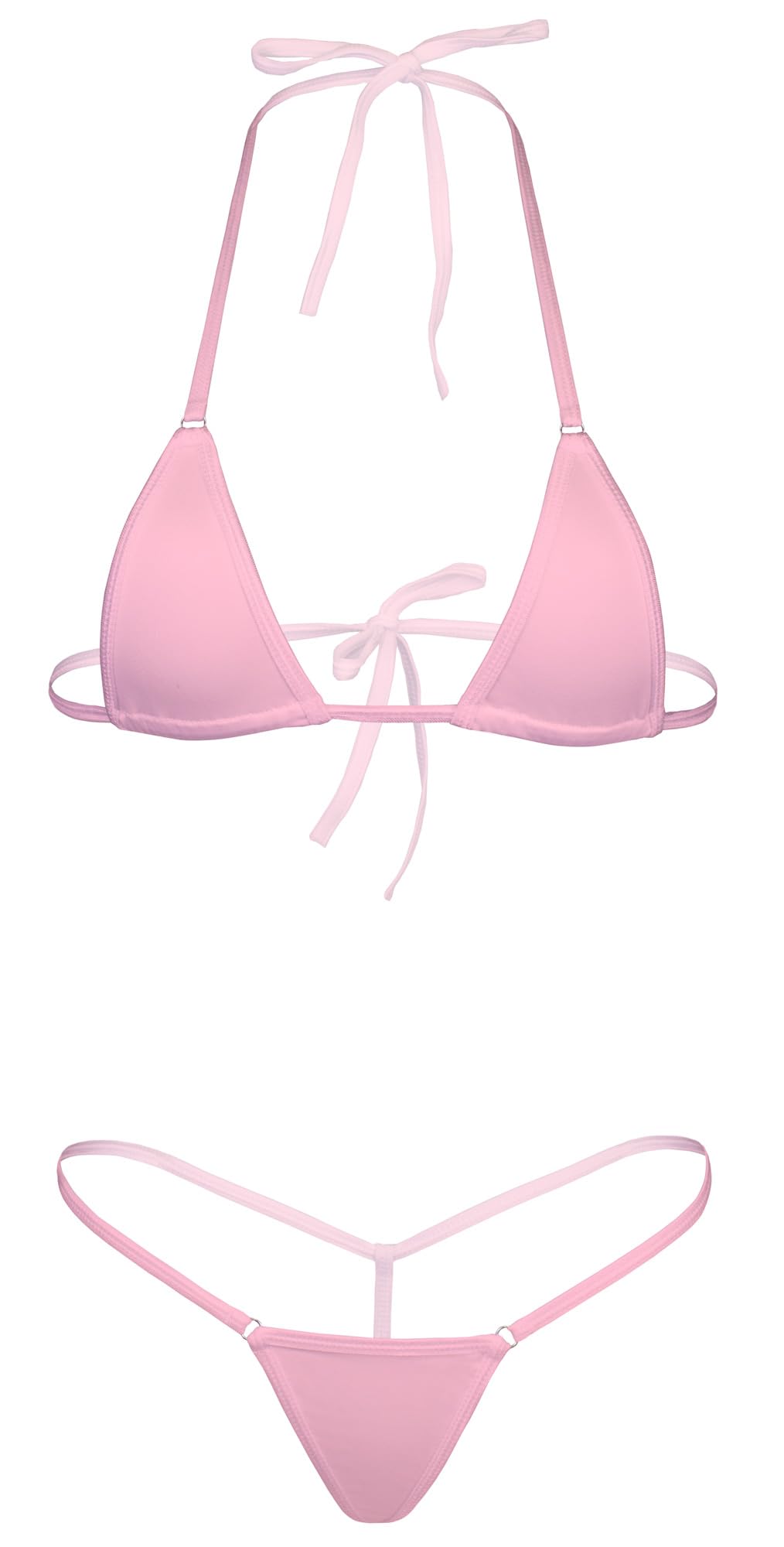 Dadress G String Mini Bikini Sets Sexy Swimsuit Micro Bra Bikinis Lingerie for Women Pink