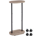 Narrow Side Table, 2-Tier Oval Drink End Table with Wheels for Living Room, Skinny Nightstand for Small Spaces, Bedroom, Bathroom, Black, HETNR01BK-1