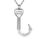 abooxiu Fishing Hook Urn Necklace for Ashes Fish Hook Stainless Steel Cremation Jewelry Memorial Pendant Keepsake for Men