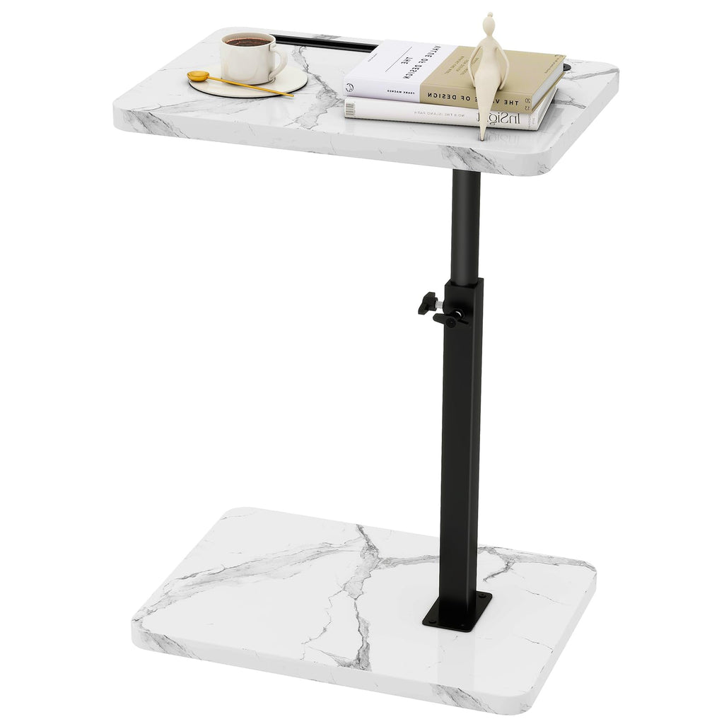 IBUYKE Tray Table for Couch, 360° Swivel Height Adjustable End Table for Small Spaces, with Phone & Tablet Slot, Modern Small Coffee Snack Table for Sofa/Bed, Natural UTVT003R