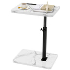 IBUYKE Tray Table for Couch, 360° Swivel Height Adjustable End Table for Small Spaces, with Phone & Tablet Slot, Modern Small Coffee Snack Table for Sofa/Bed, Natural UTVT003R