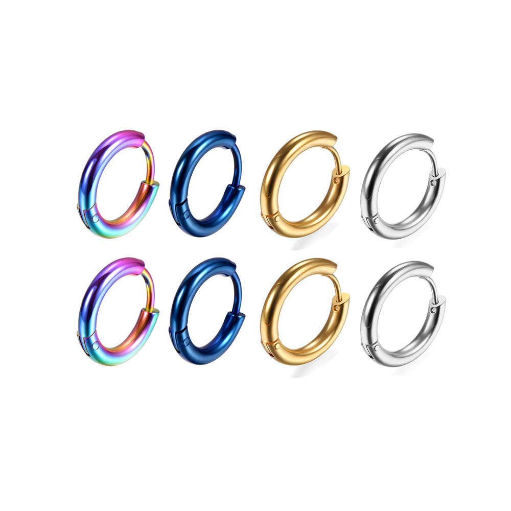 316L Surgical Stainless Steel Huggie Hoop Earrings 6mm 8mm 10mm 11mm 12mm 14mm Hypoallergenic Earrings Hoop Cartilage Helix Lobes Hinged Sleeper Earrings For Men Women