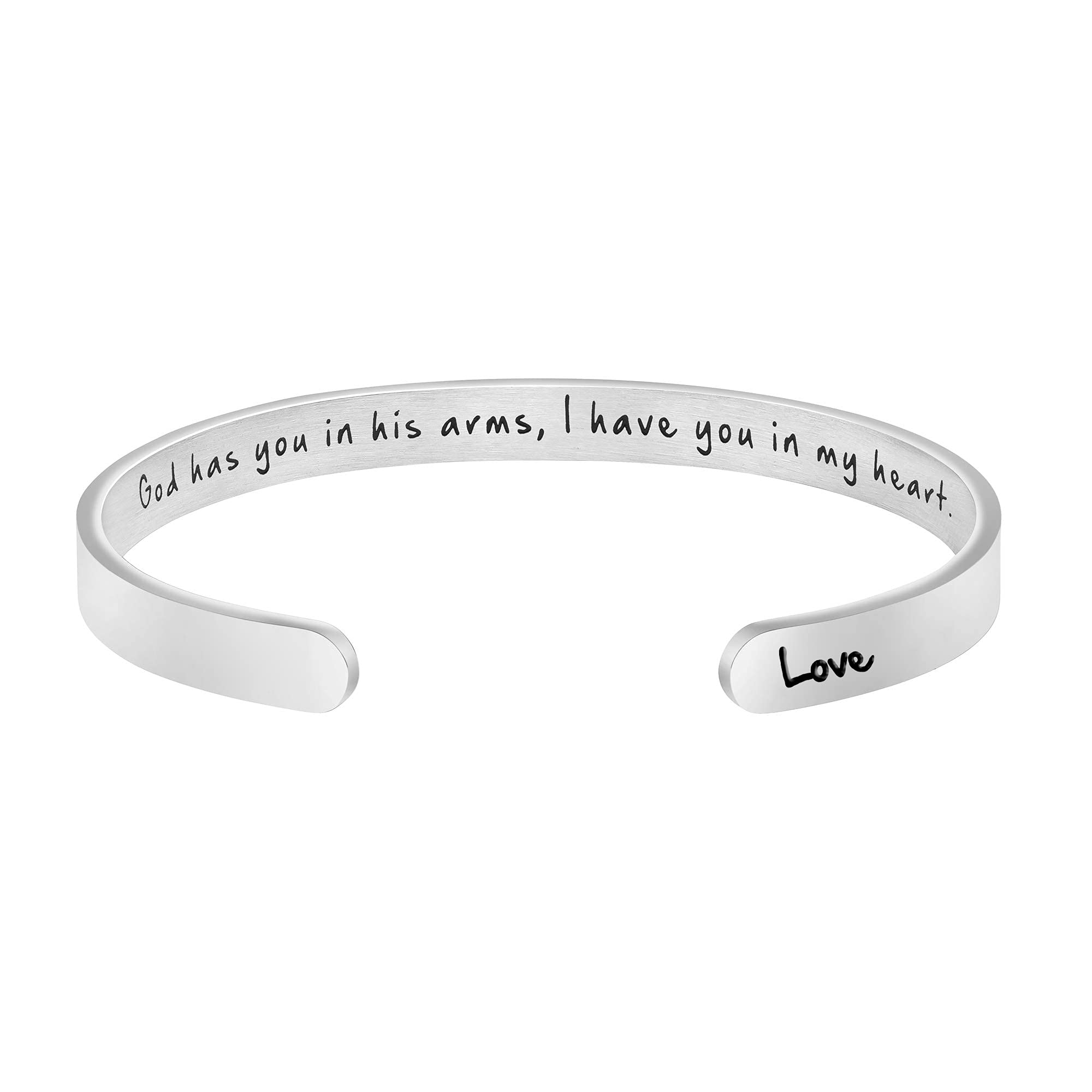 JoycuFF Memorial Gifts for Loss of Mom Dad in Memory of Jewelry Sympathy Bracelet Bereavement Cuff Secret Message Engraved Grief Gifts for Women