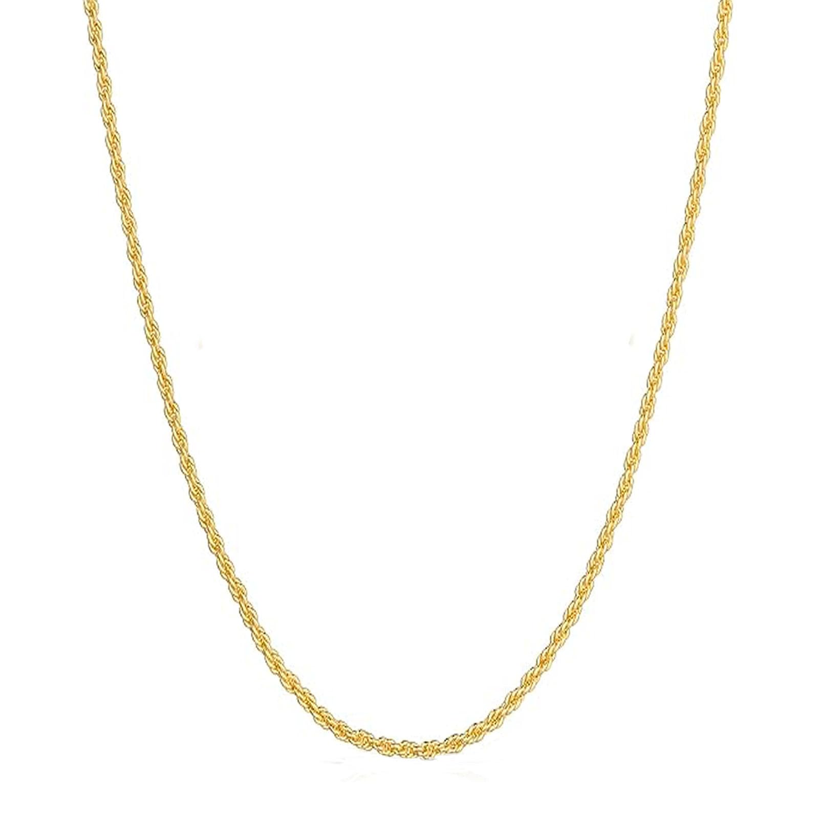 Collana a catena a corda solida in oro giallo 14k GOLDPAR 1,5mm per donna e uomo con chiusura a moschettone - 20"