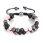 Triple Protection Bracelet - for Protect & Balance - Energy Crystal Handmade Bracelets for Men - Bring Good Luck & Prosperity, Tiger Eye Black Onyx and Lava Rock Jewelry Natural Stone Healing Bracelet