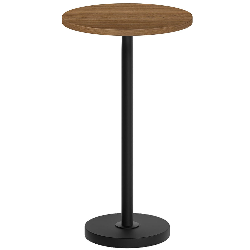 Round Side Table, Tall Drink End Table for Small Spaces, Pedestal Style Martini Side Table in Living Room, Bedroom, Dormitory, Marble Black and Black ET30BM