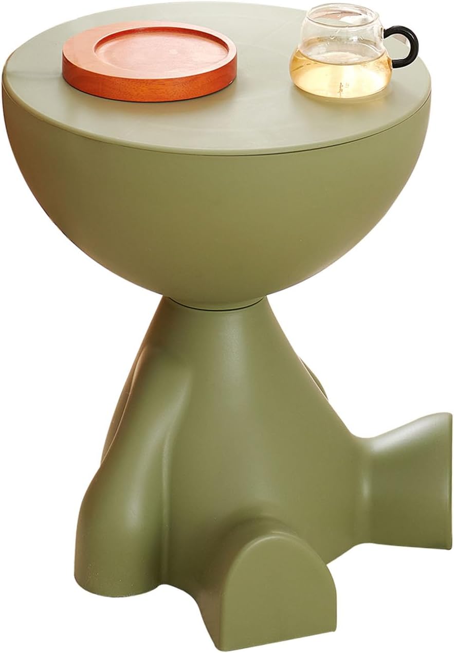 Side Table, Circle Coffee Table, Nightstand, Small End Table Accent Living Room Bedroom Balcony Office, Bedside Home Decor for Living Room, Bedroom, Small Spaces, Easy Assembly (Green)