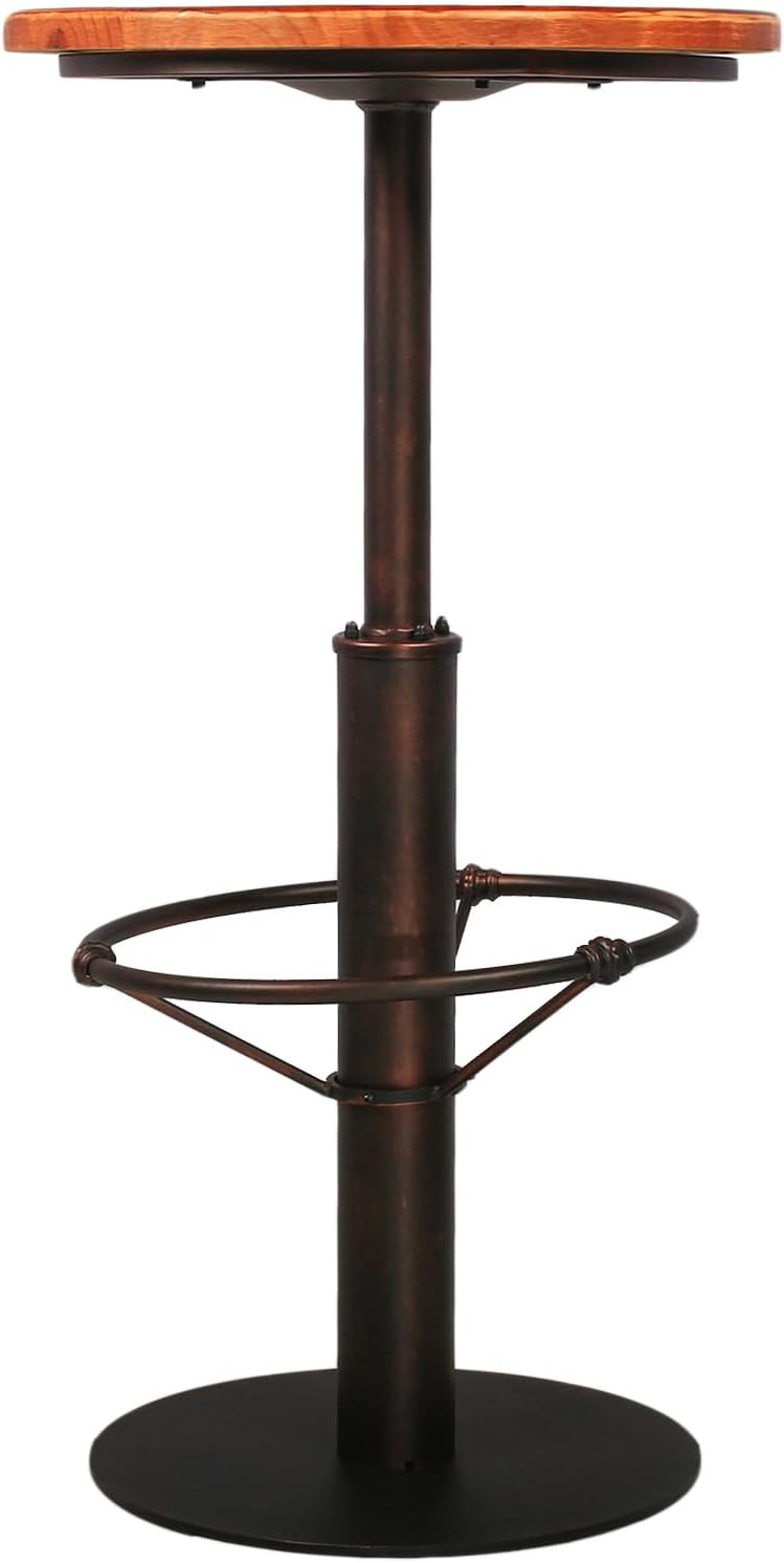 Topower Industrial Pub Table 19.7" Round Solid Pine Wood Top 42.2" Height Bar Table with Metal Base, Tall Pub Table for Kitchen, Dining Room, Coffee Shop, Copper