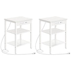 HOOBRO Side Table with Charging Station and USB Ports, Small End Table for Small Space, 3-Tier Nightstand with Adjustable Shelf, for Living Room, Bedroom and Balcony, Rustic Brown BF112BZ01