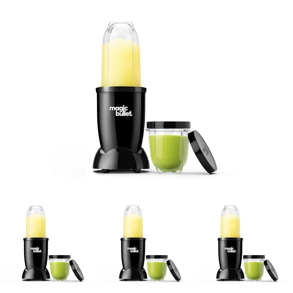 Magic Bullet® Blender Set, 7-Piece Set, 250W Blender and Food Processor, 2 Blending Cups, Cross Blade, Compact Design, Smoothies, Sauces, Silver, MBR-0701AK