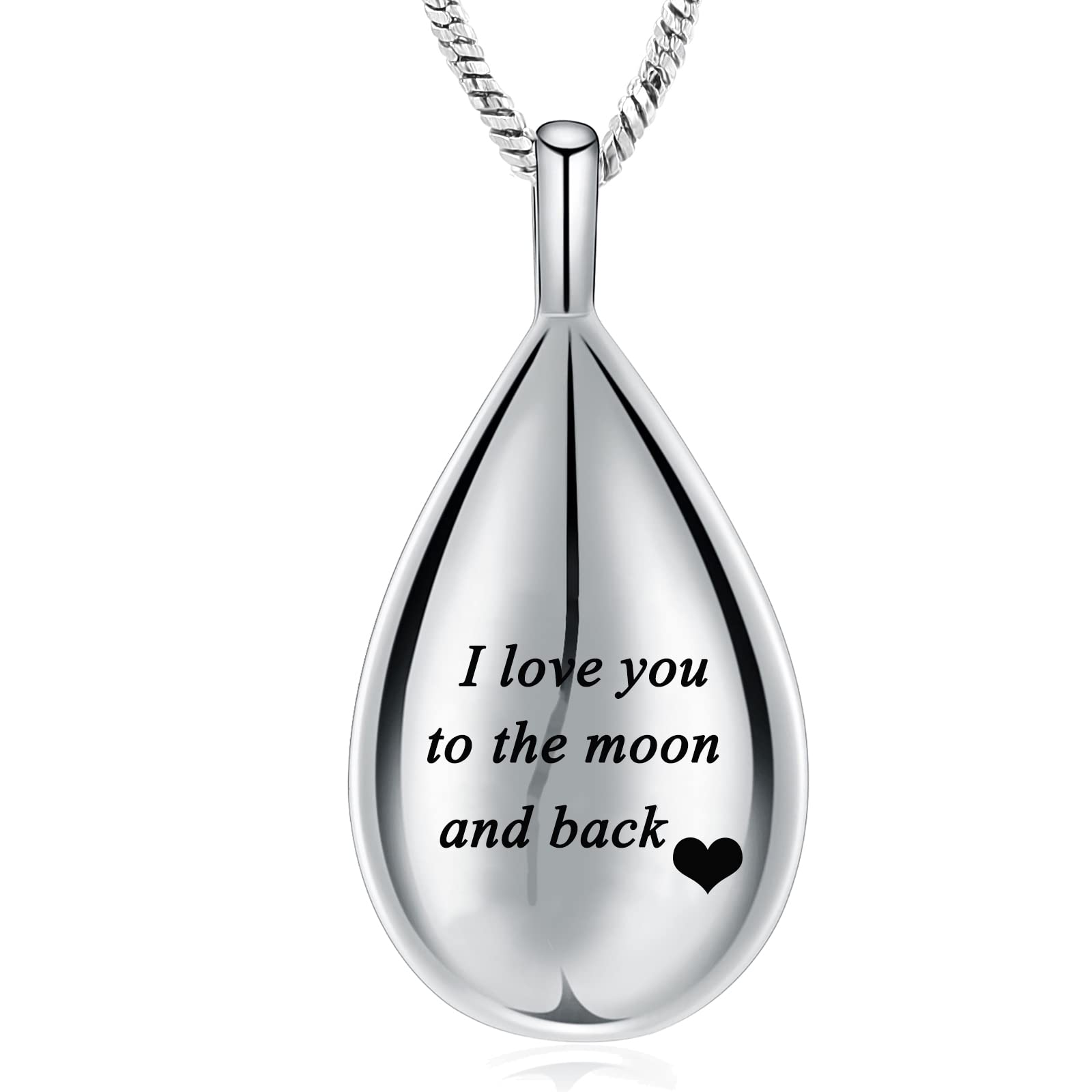 Yinplsmemory Carved Teardrop Keepsake Ashes Necklace Urn Pendant Cremation Memorial Jewelry-Always in my heart