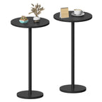 Small Round Side Table, Drink Tables for Narrow Spaces, Pedestal End Table Stand for Living Room, Modern Black Small Nightstand for Bedside, Round Table for Bedroom Sofa-Side