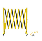 Trafford Industrial Expandable Metal Barricade, 16 Feet, Yellow and Black, Mobile Safety Barrier Gate, Retractable Traffic Fence