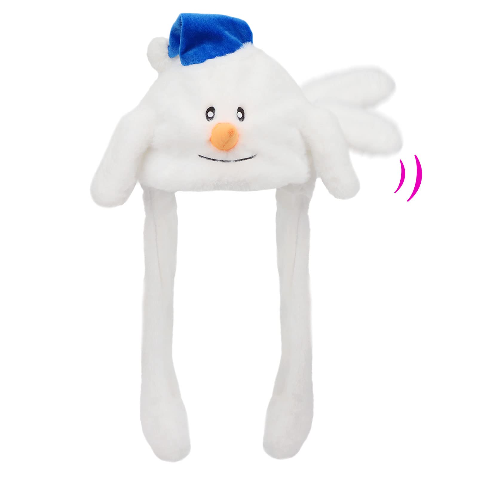 Animal Hat with Ears Moving Jumping Pop Up Beating Hat Plush Holiday Cosplay Dress Up Funny Gift for Kids