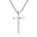 M MOOHAM Cross Necklace for Men, Silver Black Gold Stainless Steel Plain Cross Pendant Necklace for Men Box Chain 16-30 Inch