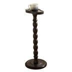 24" Tall Solid Wood Round Side Table – Coffee Table & Plant Stand 2-in-1 with Non-Slip Pads – Farmhouse Living Room/Patio Use (Red)