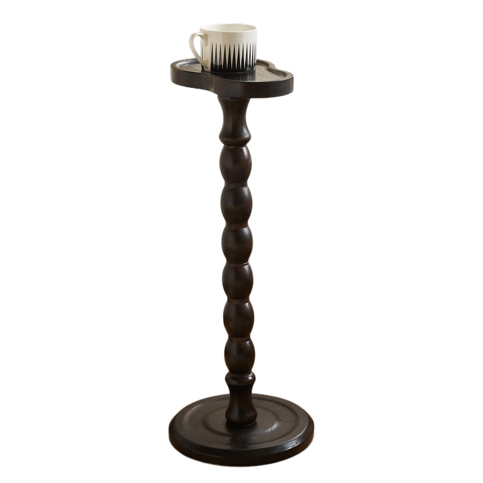 24" Tall Solid Wood Round Side Table – Coffee Table & Plant Stand 2-in-1 with Non-Slip Pads – Farmhouse Living Room/Patio Use (Red)