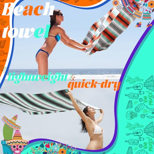 Mexican Throw Blanket Lightweight Serape Outdoor Extra Large Picnic Camping Beach Bedroom Decoration Living Room Accessories Sofa Couch Cover Boho Decor 50" x 68" Gery