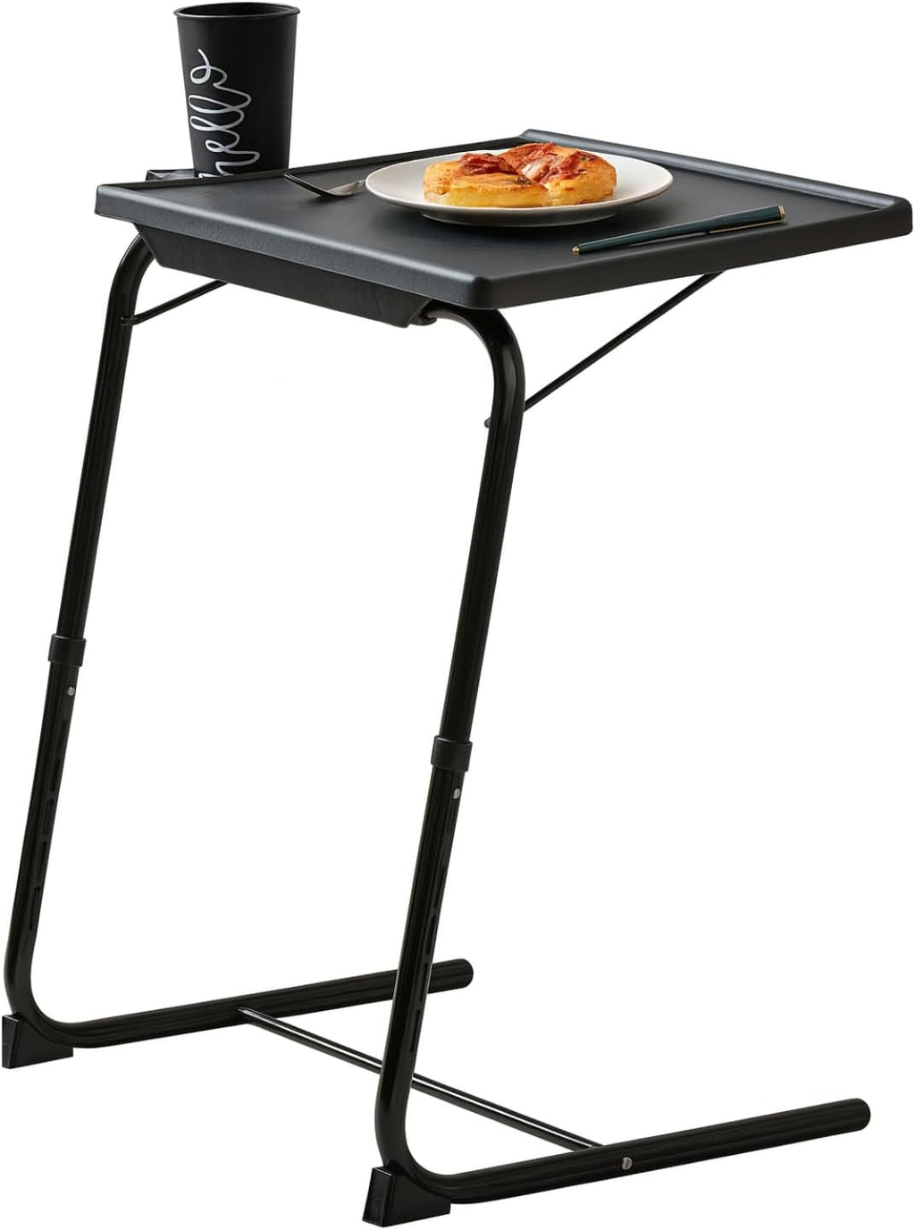 ZM&ZR TV Tray – 6 Adjustable Height Levels & 3 Tilt Angles – Foldable Multipurpose Snack Table with Retractable Cup Holder – Slide Under Sofa or Bed – Portable Laptop, Dinner & Coffee Table