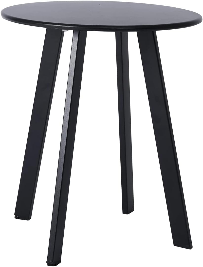 Patio Coffee Table Set of 2, Weather Resistant Outdoor Round End Table, Nesting Tables for Living Room Balcony Office, Black