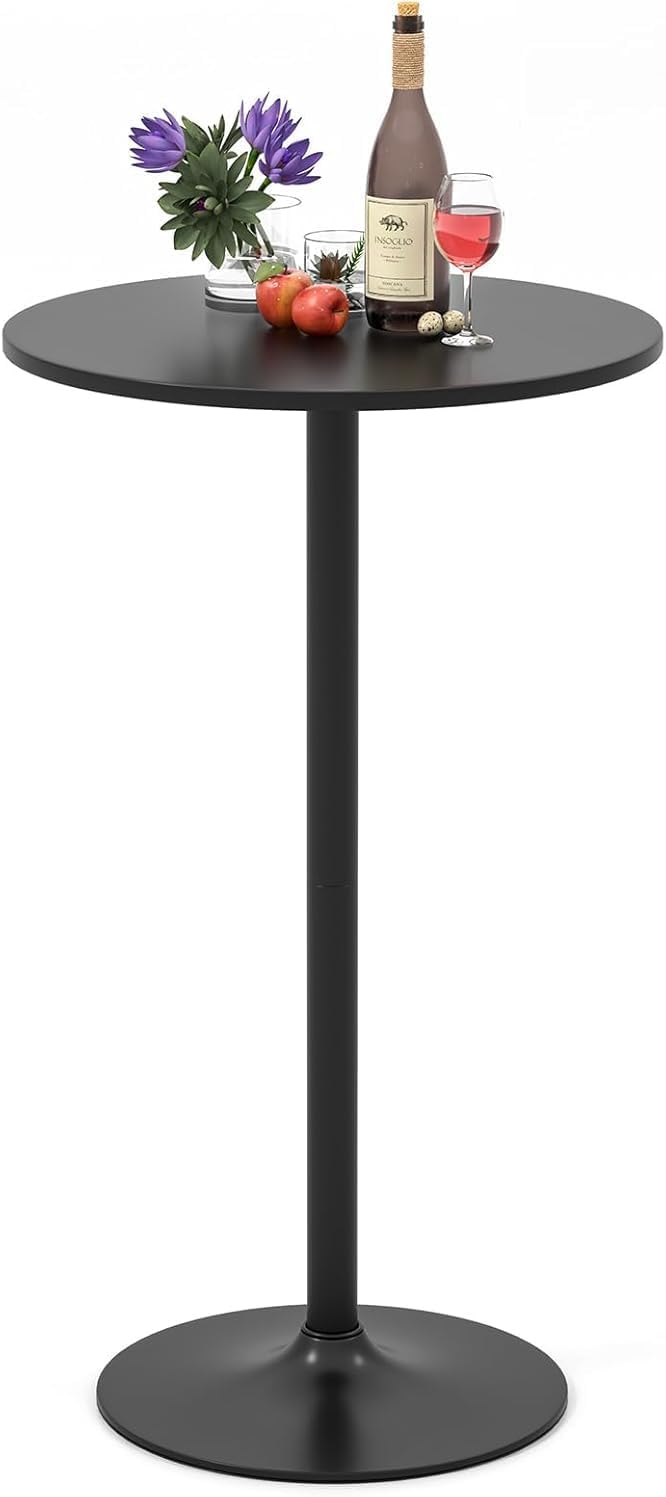 Giantex Two-in-one Bar Table with Detachable Pole, Metal Base, 24" Round Top, 40"/22" Two Convertible Height, Cocktail Table, Coffee Table, Pub Table for Dining Room, Restaurant, Kitchen (1, Black)