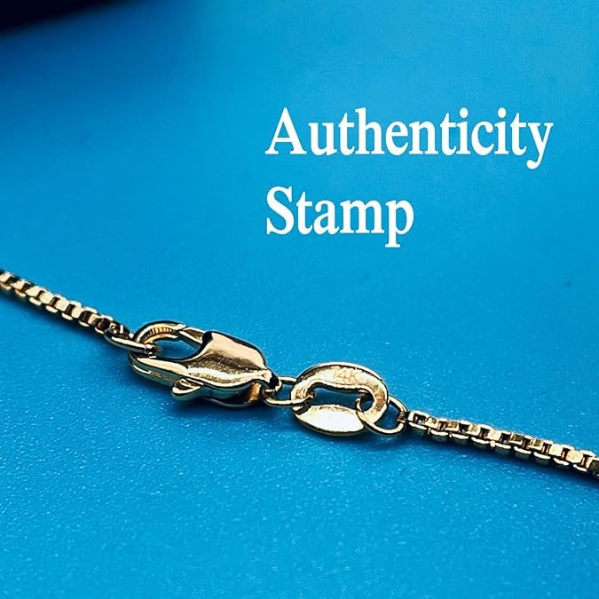 DIFINES Corrente de Colar Caixa de Elo Sólido Amarelo Ouro Real 14k 0,65mm com Fecho Lagosta, Presentes Ideais para Mulheres ou Homens - 20"