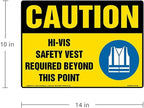 Caution: Hi-Vis Safety VEST Required Beyond This Point Sign - 14" x 10" Plastic with Rounded Corners for Indoor Use, OSHA Compliant, J. J. Keller & Associates, Inc.