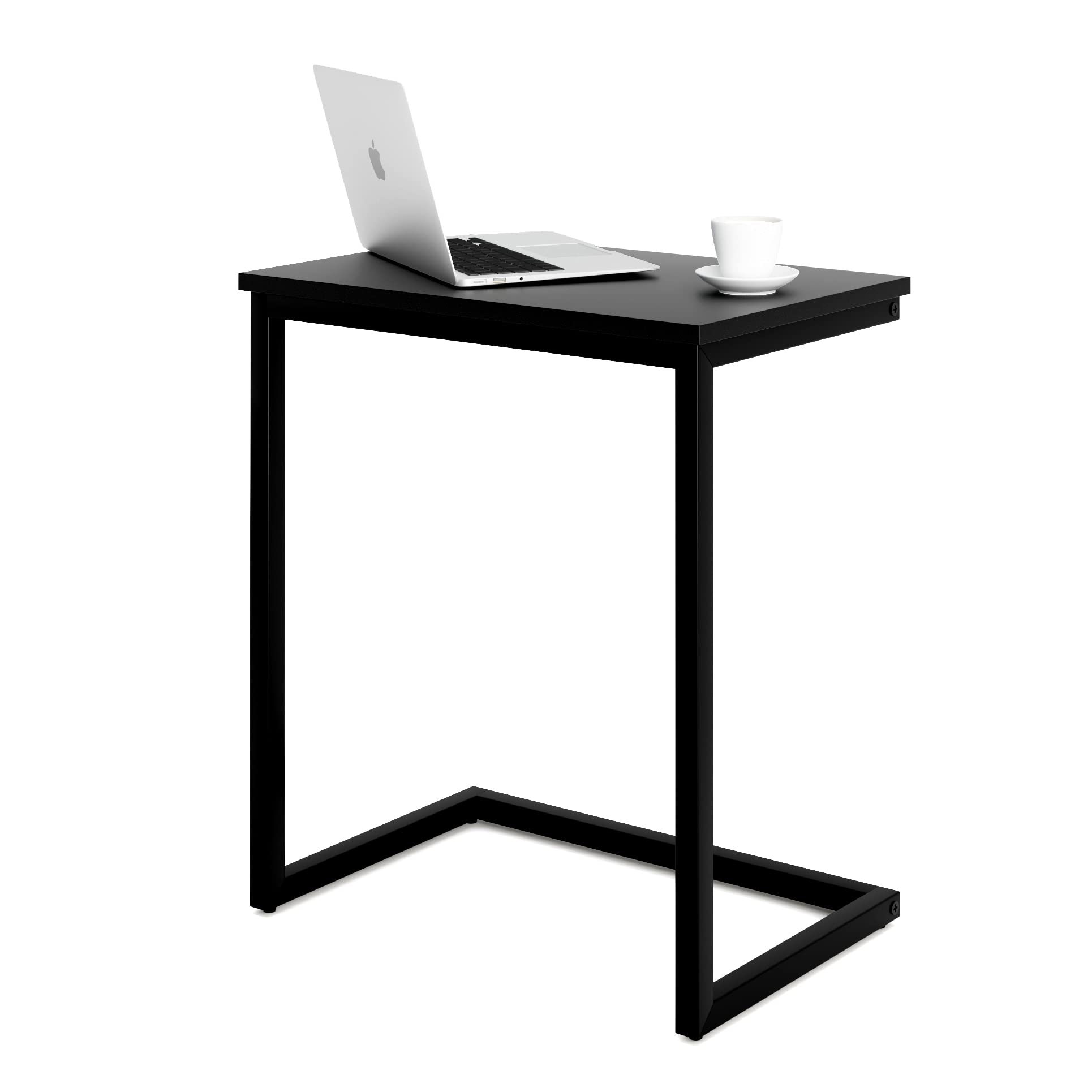 Sofa C Side End Table Wood Accent Couch Coffee Tray Snack Notebook Laptop Holder Over Bed Stand Reading Desk White Color 22x14x27 Inch Space Saving for Living Room Bedroom