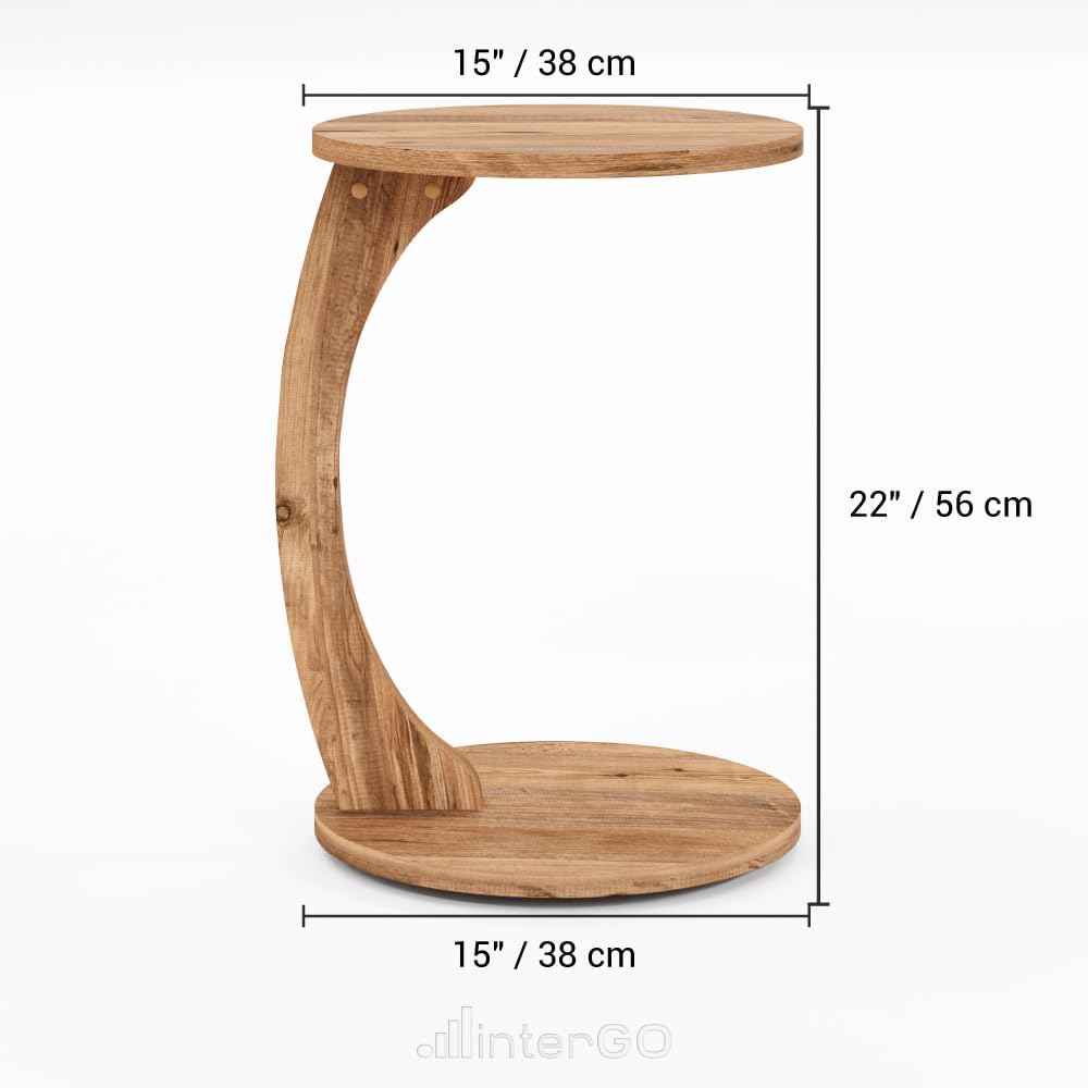 C-Shaped Round End Table with Rolling Wheels - C-Type - Side Table Modern Design