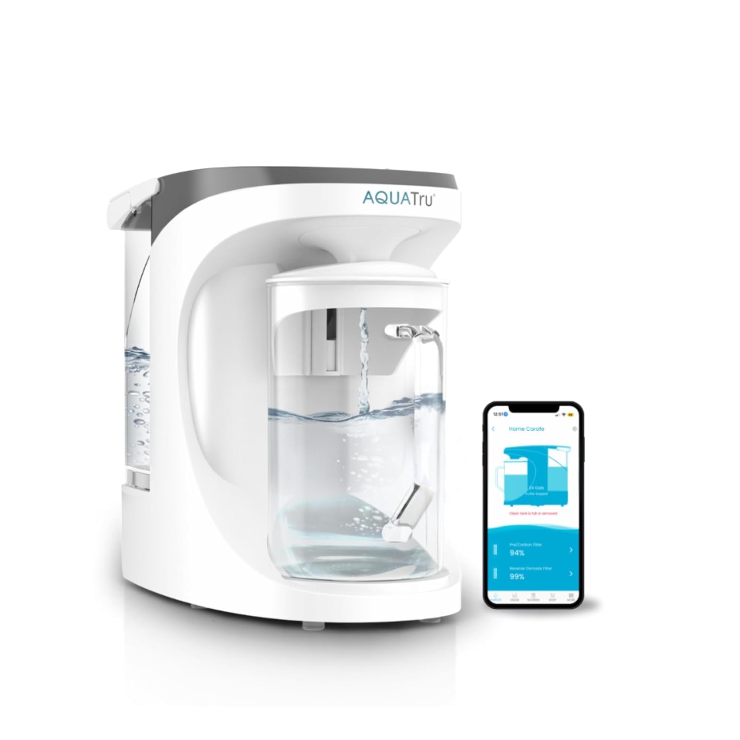 Aqua TRU Carafe | Countertop Water Purifier for PFAS and Other Contaminants with Exclusive 4-Stage Ultra Reverse Osmosis Technology (No Plumbing or Installation Required) | BPA Free