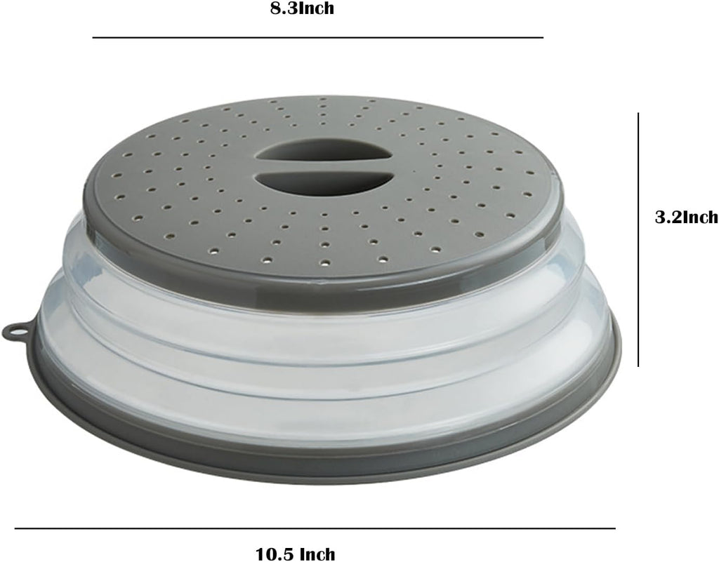 Microwave Splatter Cover Vented for Food, Splatter Guard & Colander Kitchen Gadget for Fruit Vegetables Microwave Plate Cover with Hook Hole,Dishwasher-Safe,BPA-Free Silicone & Plastic (1 Pack)