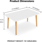 Square Coffee Table Low Table with 4 Solid Wood Sturdy Legs, Floor Table Desk for Sitting on The Floor, Storage and Living Room Furniture (White)