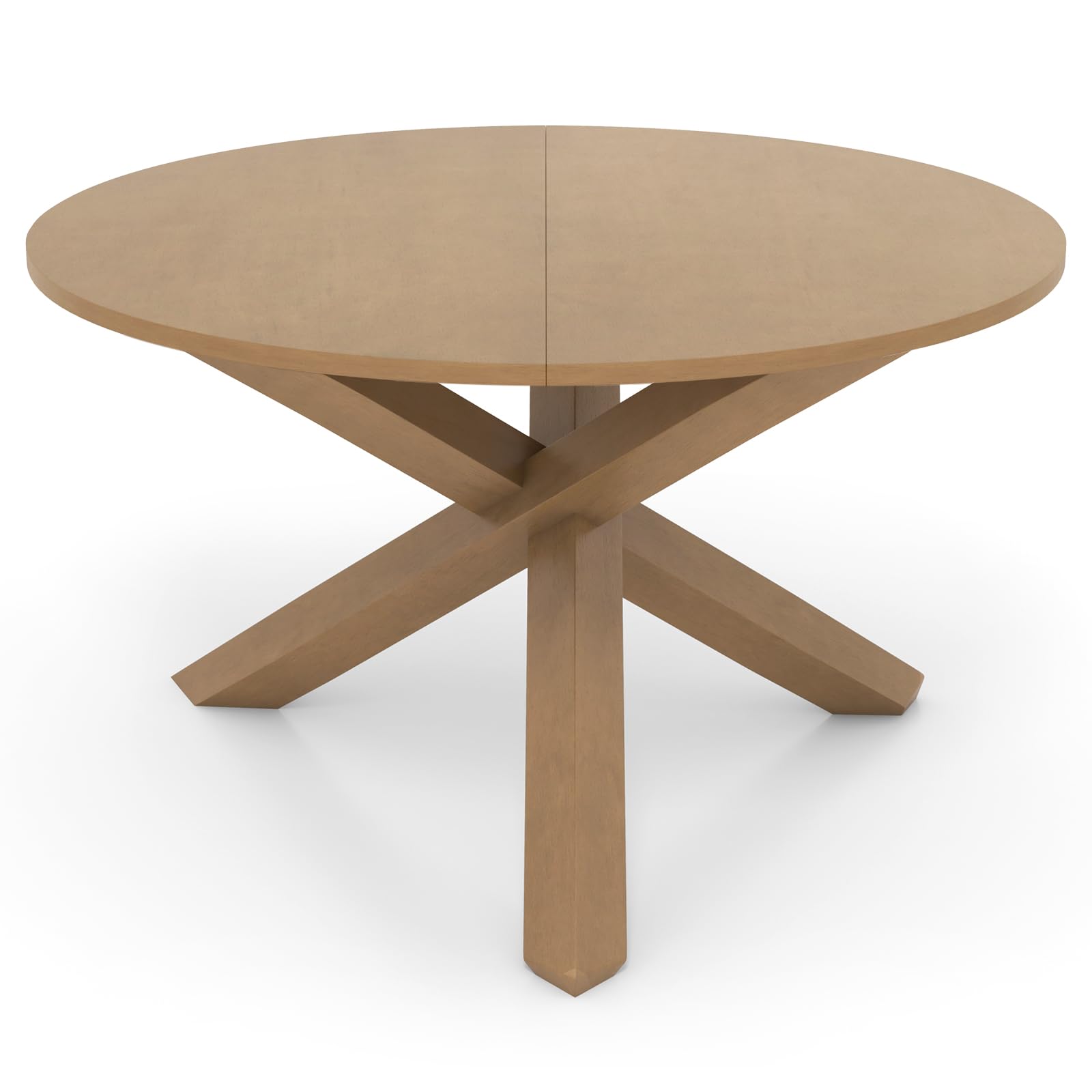 Giantex 36" Round Wood Dining Table, Farmhouse Kitchen Table with Intersecting Pedestal Base & Solid Rubber Wood Legs, Vintage Coffee Tables for Dinette, Small Spaces, Restaurant, White