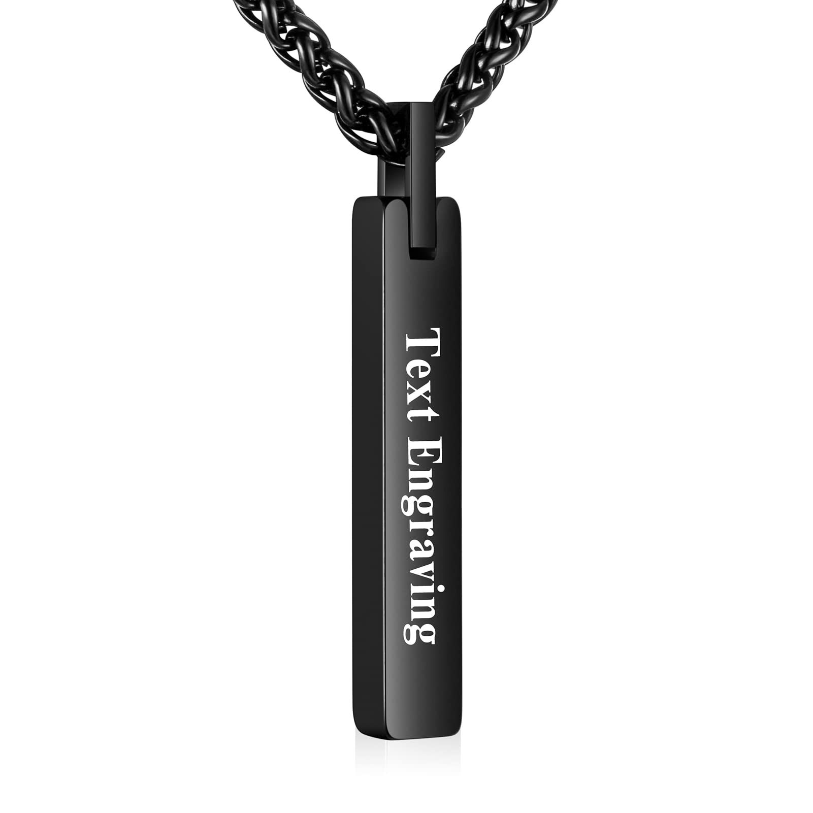 Dletay Urn Necklace for Ashes Stainless Steel Cremation Jewelry for Ashes Memorial Ash Necklace for Men Women Ash Holder Black
