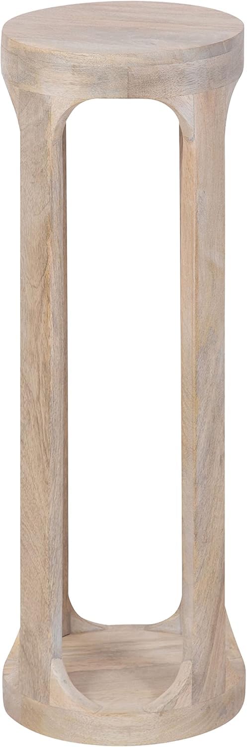 Wooden Round Drink Tables for Small Spaces 8x23 Bedroom Nightstand for Living Room Coffee Accent Pedestal, Modern Boho Decorative Display & Storages Stand for Plant (Natural)