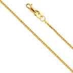 14k ECHTES Gelbgold Massives 0,8 mm Diamantschliff Geflochtene quadratische Weizenkette Halskette mit Karabinerverschluss - 18"