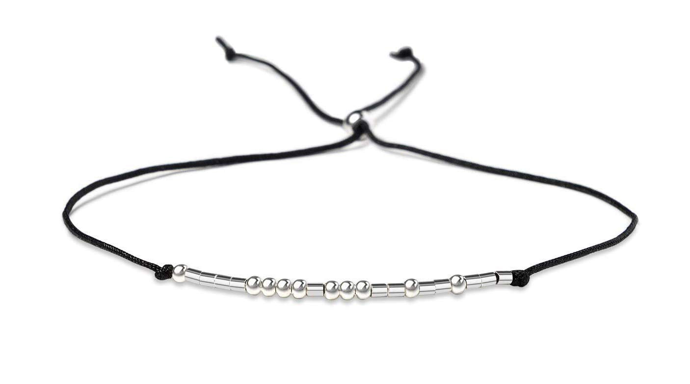 Bransoletka z kodem Morse'a "Kocham Cię" ręcznie robione koraliki na jedwabnym sznurku, inspirujące prezenty dla kobiet, prezenty na Boże Narodzenie