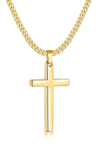 Fiusem Cross Necklace for Men and Women, Gold Plated Mens Cross Necklaces with 3.5mm Cuban Chain, Stainless Steel Pendant Chain 16-24 Inches